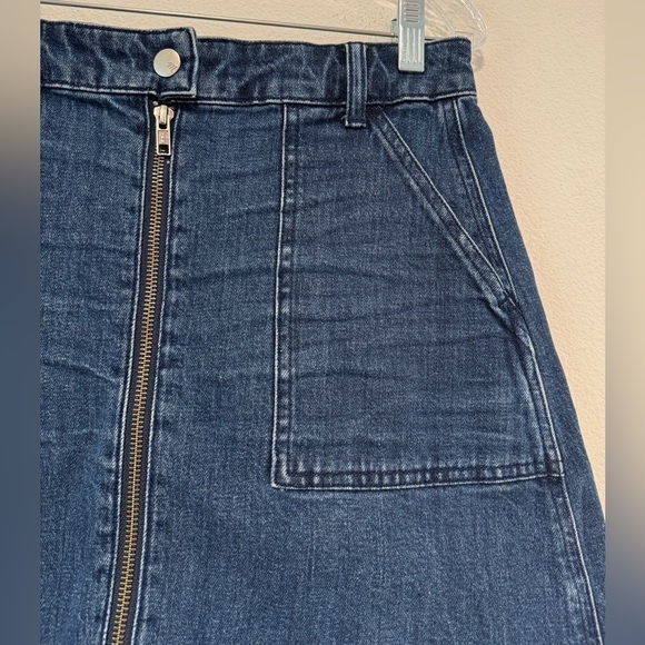 Madewell Utility Denim Zipper Front 70s Hippie Mini Blue Jean Skirt Size 26 - Picture 4 of 12